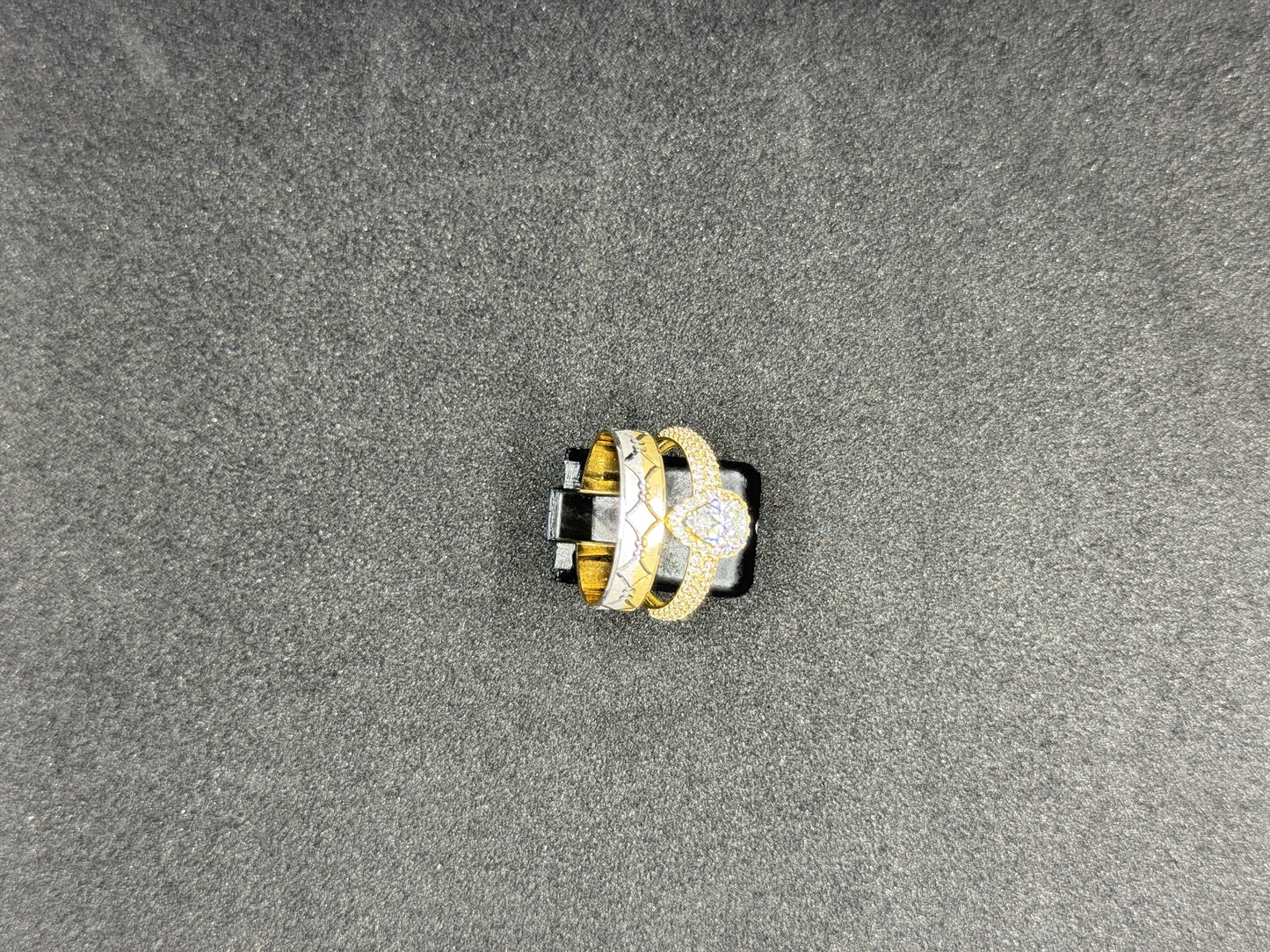 18k Male Wedding Ring and Female Engagement Ring